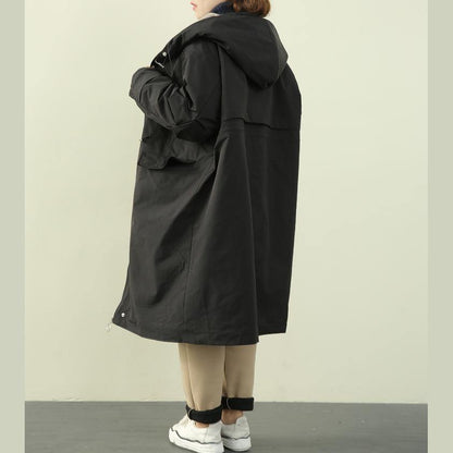 Clothing Winter Coats Black Hooded Zippered Parkas for