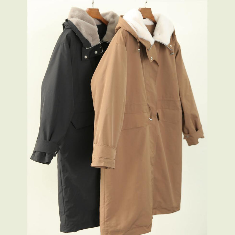 Clothing Winter Coats Black Hooded Zippered Parkas for
