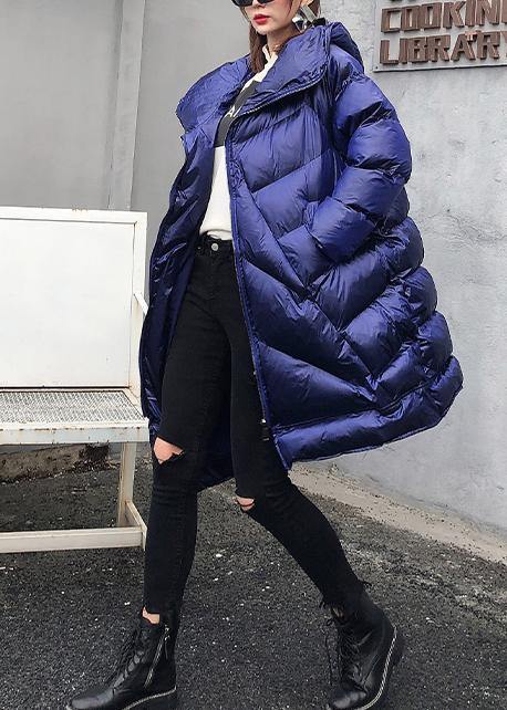 Clothing Winter Coats Blue Hooded Zippered Parka