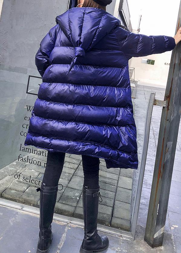 Clothing Winter Coats Blue Hooded Zippered Parka