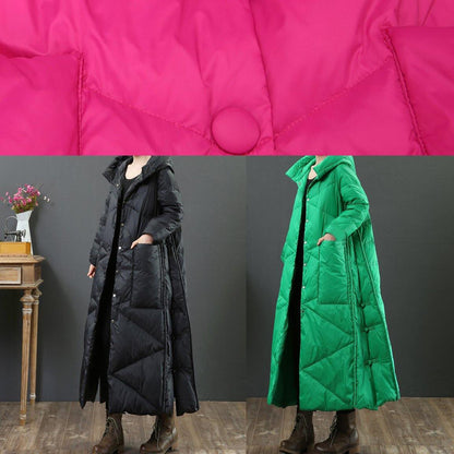 Clothing Parka Jackets Black Hooded Button Down Jacket Woman
