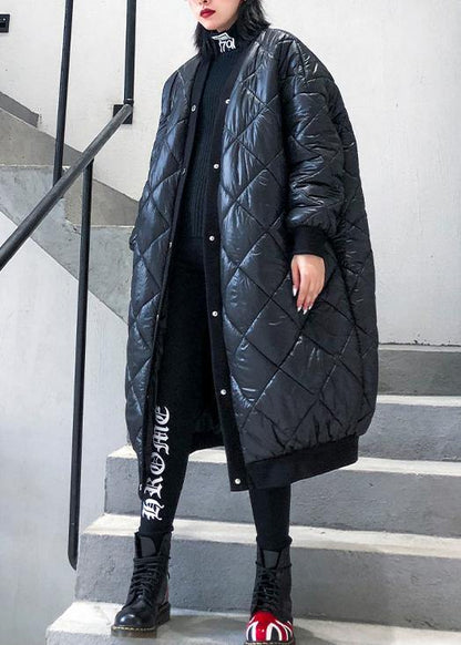 Jacket Winter Coats Black V Neck Thick Winter Parkas