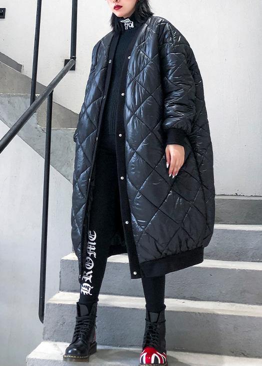 Jacket Winter Coats Black V Neck Thick Winter Parkas
