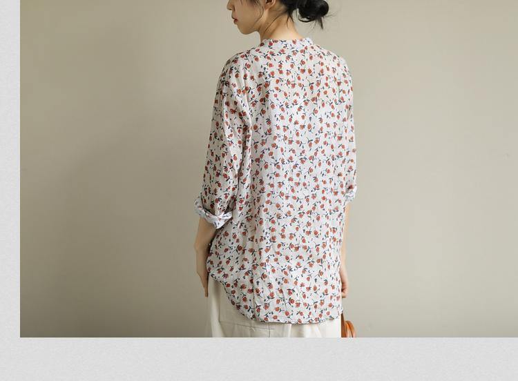 Red Print Top O Neck Button Down Oversized Shirt