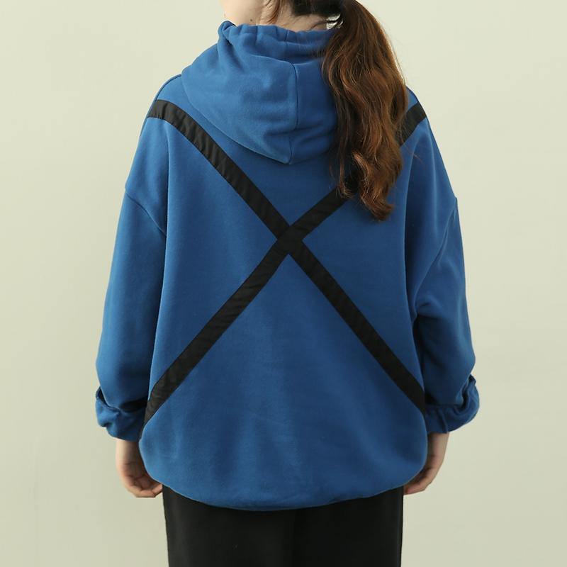 Royal Blue Tunic Pattern Wardrobes Hooded Drawstring Top