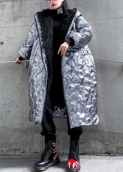 Silver Outwear Snow Hooded Zippered Winter Outwear