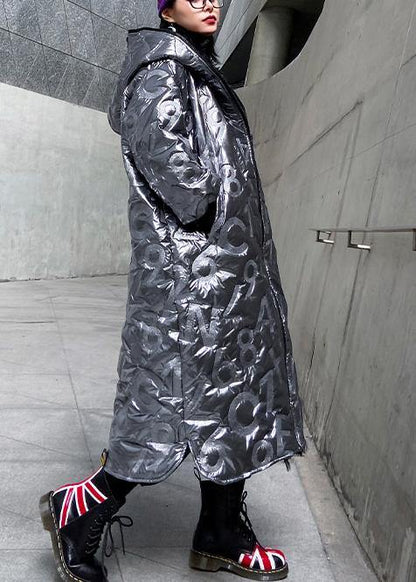 Silver Outwear Snow Hooded Zippered Winter Outwear