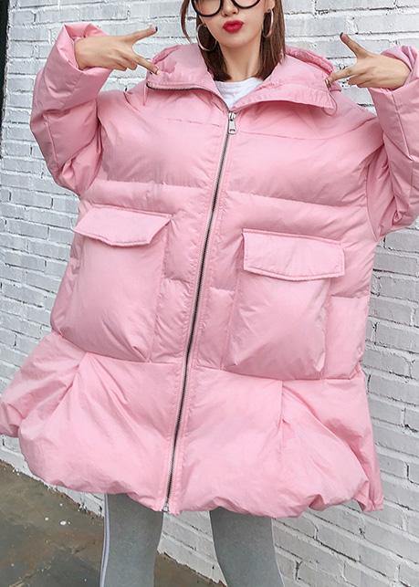 Jackets & Coats Big Pockets Outwear Pink Thick Hooded Overcoat
