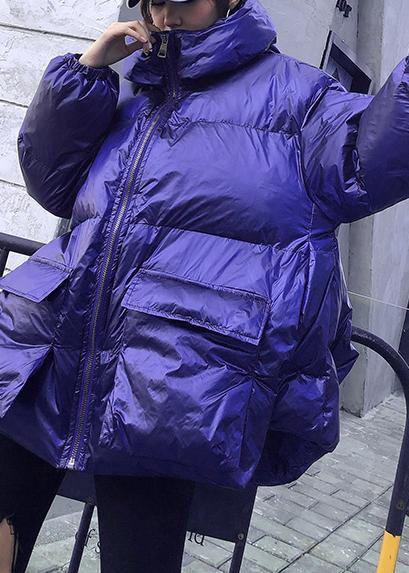 Jackets & Coats Blue Hooded Pockets Parka