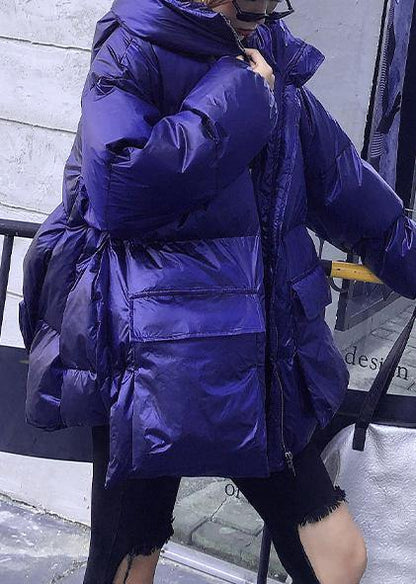 Jackets & Coats Blue Hooded Pockets Parka