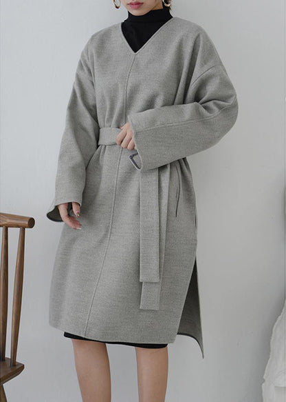 V Neck Tie Waist Tunic Dress Ideas Gray Dresses