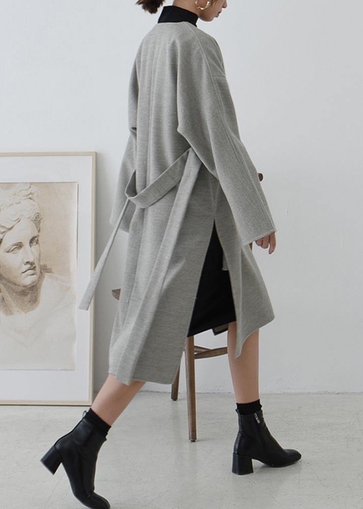V Neck Tie Waist Tunic Dress Ideas Gray Dresses