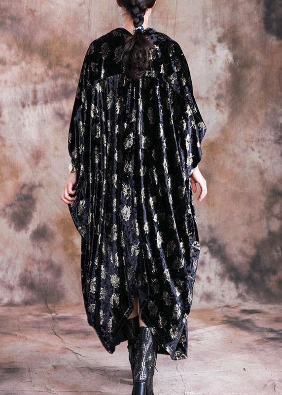 V Neck Velour Tunic Work Outfits Black Prints Long Dresses Fall