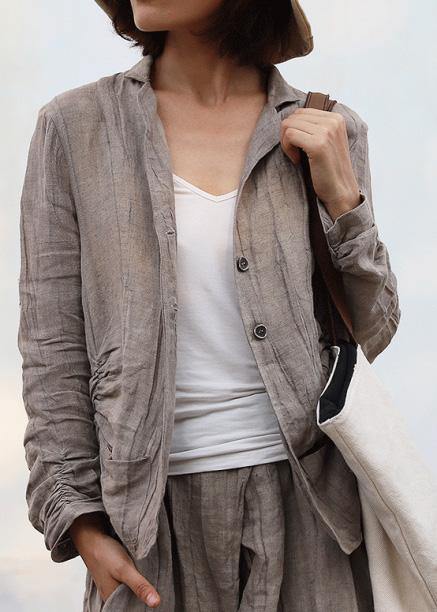 Cinched Linen Fall Tunic Pattern Work Outfits Nude Blouse
