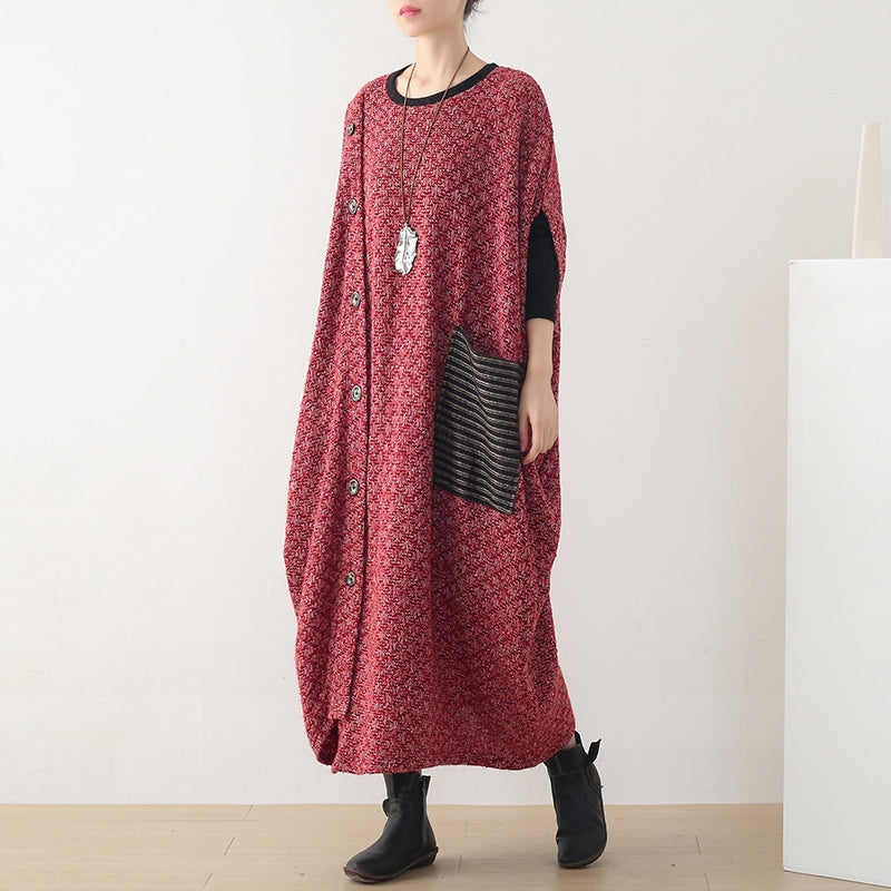 Hooded Spring Clothes Pattern Burgundy Maxi Dress