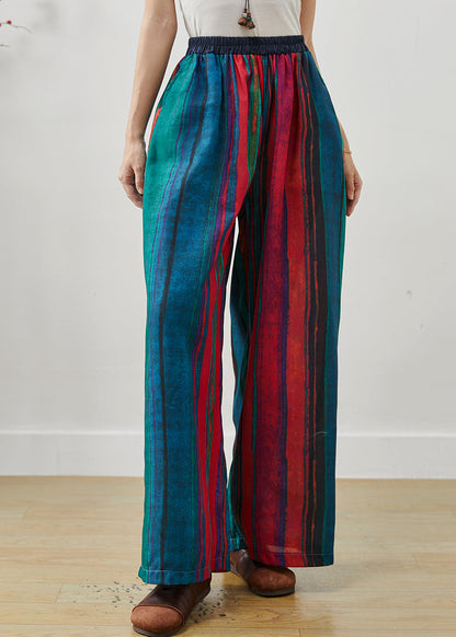 Style Colorblock Oversized Striped Linen Pants Summer