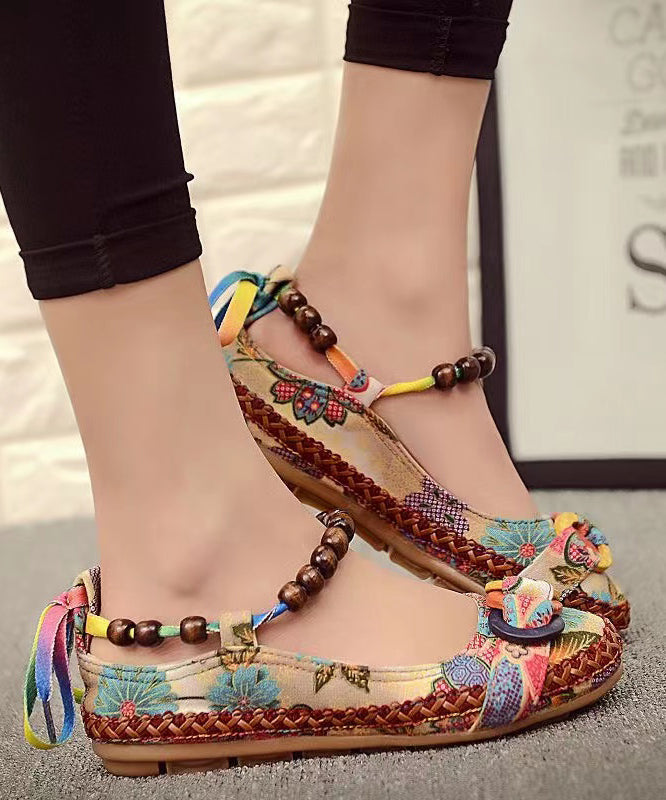 Style Handmade Beaded Flat Sole Single Shoes Soolinen Shoes-20251