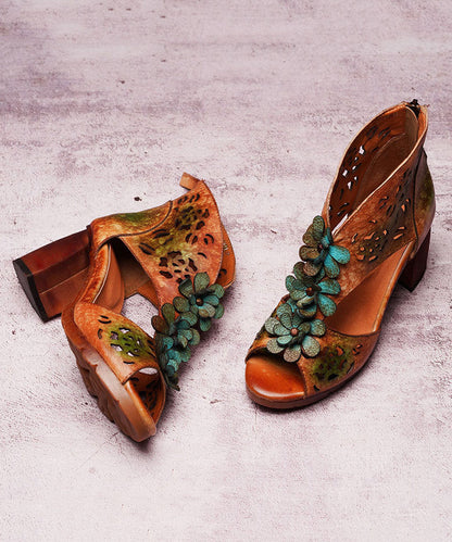Style Hollow Out Chunky Heel Fish Mouth Sandals