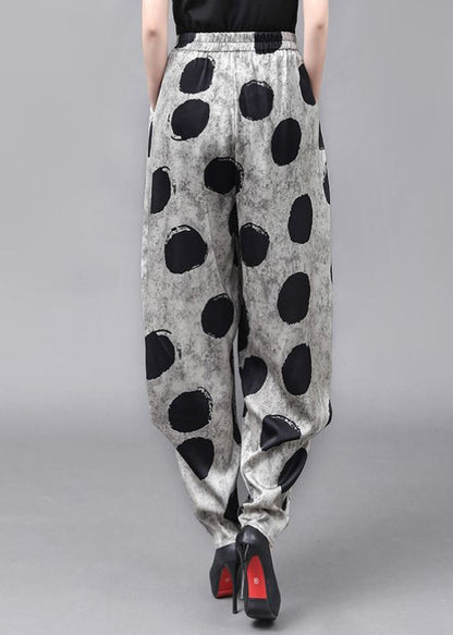 Style Loose Elastic Waist Dot High Waisted Lantern Pants