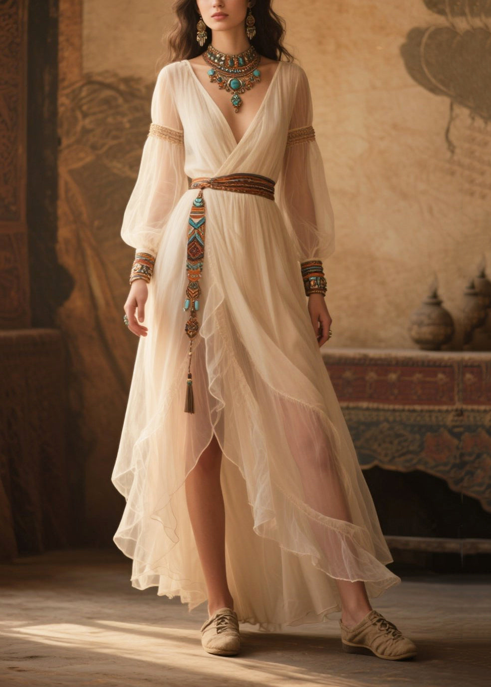 Style White Tasseled Tulle Tunic Dress Summer