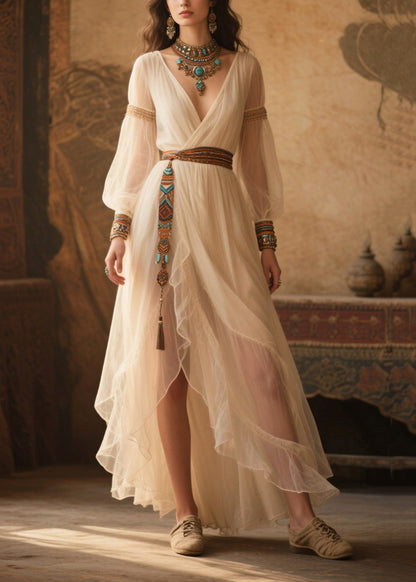 Style White Tasseled Tulle Tunic Dress Summer