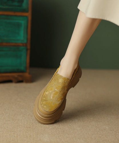 European and American Style Yellow Platform Loafers Shoes