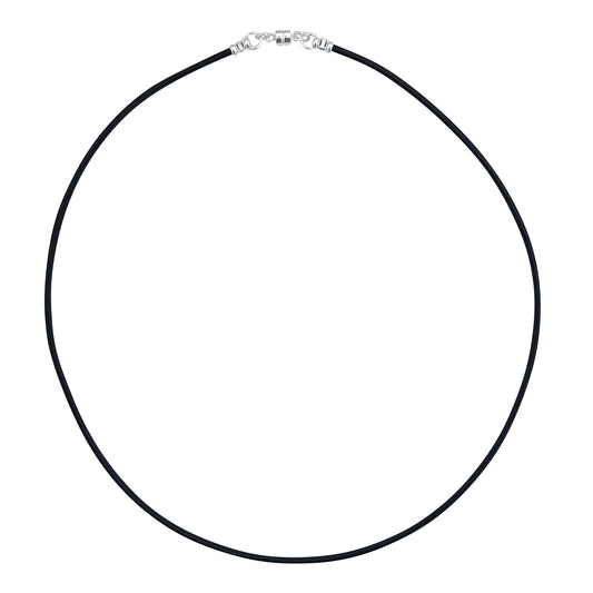 Sterling Silver 1.8mm Fine Black Leather Cord Necklace With Magnet Clasp