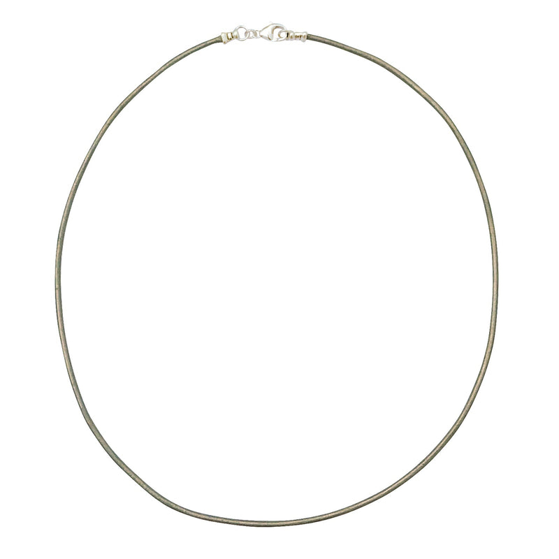 Sterling Silver 1.8mm Fine Metallic Gray Leather Cord Necklace