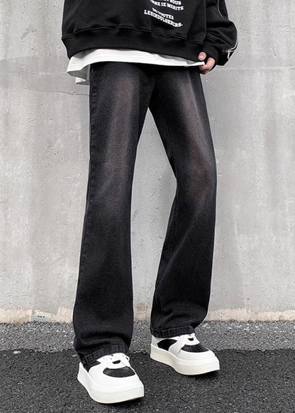 Black Gradient Pockets Denim Pants Bottoms Fall