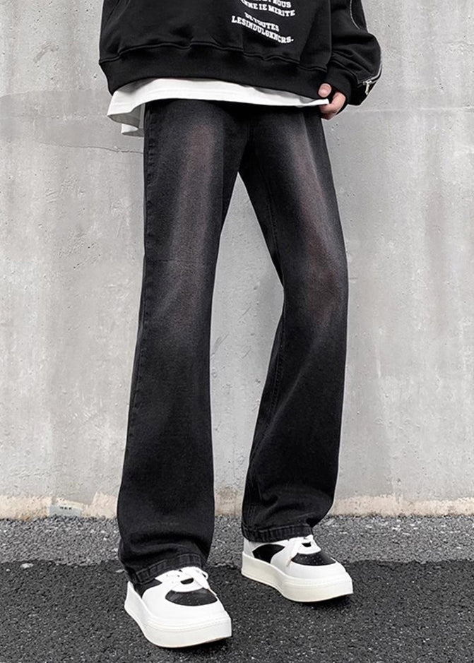 Black Gradient Pockets Denim Pants Bottoms Fall