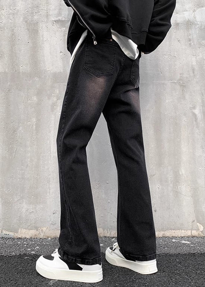 Black Gradient Pockets Denim Pants Bottoms Fall
