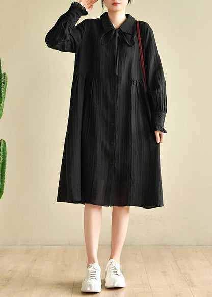 Black Peter Pan Collar Summer Holiday Dress
