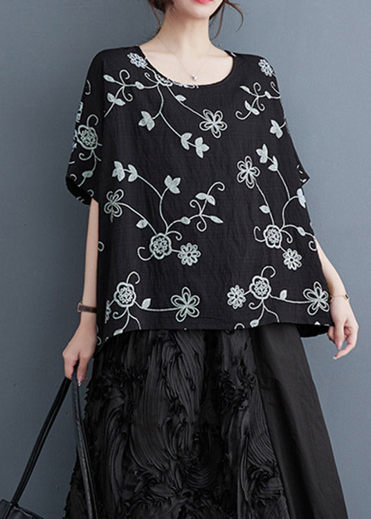 Black Print Cozy Top Summer