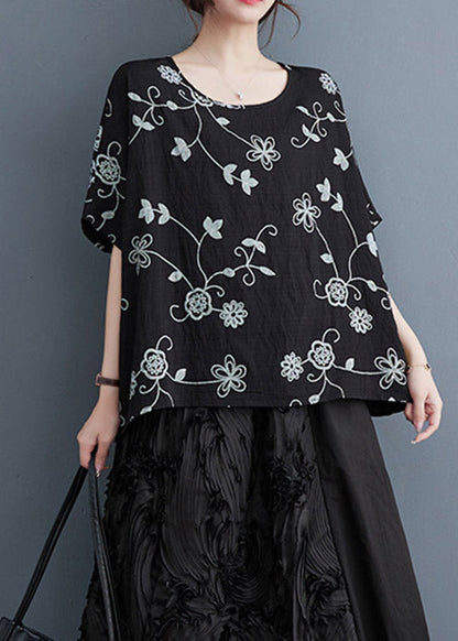 Black Print Cozy Top Summer
