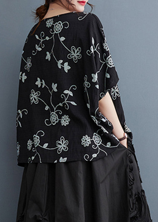 Black Print Cozy Top Summer