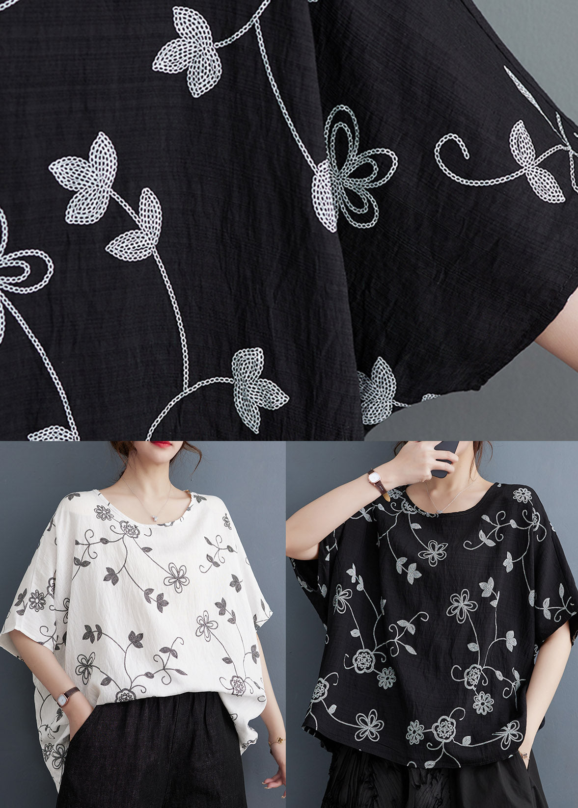 Black Print Cozy Top Summer