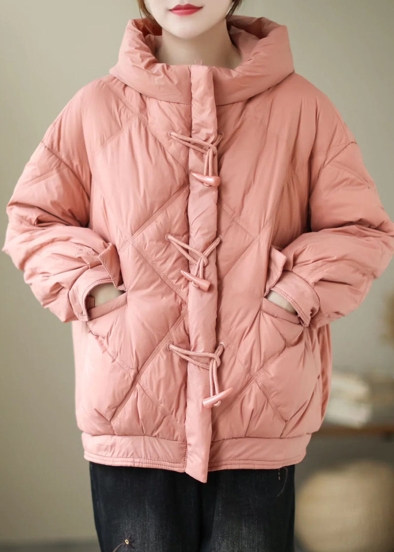 Black Hooded Zippered Winter Duck Down Winter Coats