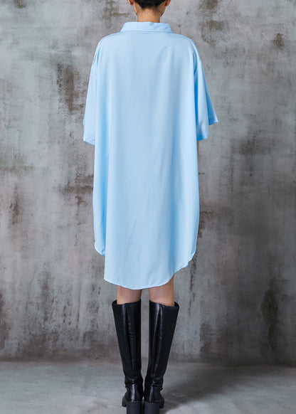 Blue Oversized Cotton Vacation Dresses Summer