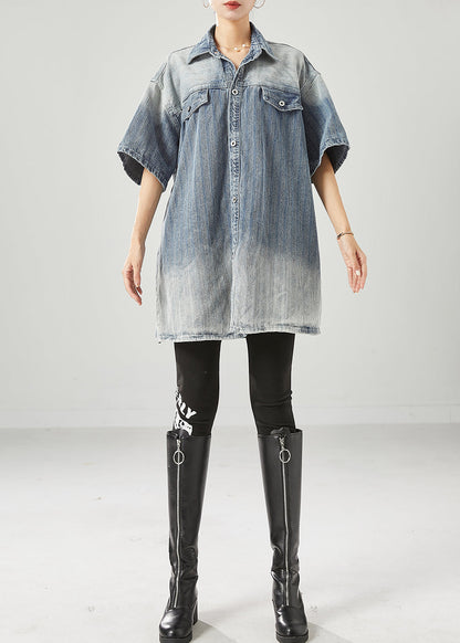 Blue Oversized Gradient Color Denim Coats Summer