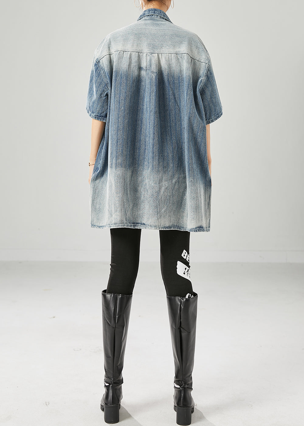 Blue Oversized Gradient Color Denim Coats Summer