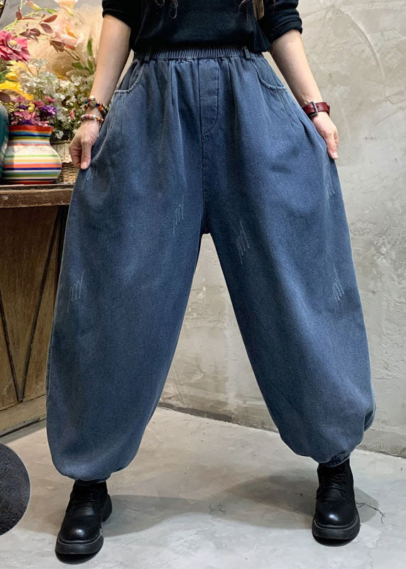 Blue Denim Lantern Pants Winter Thick