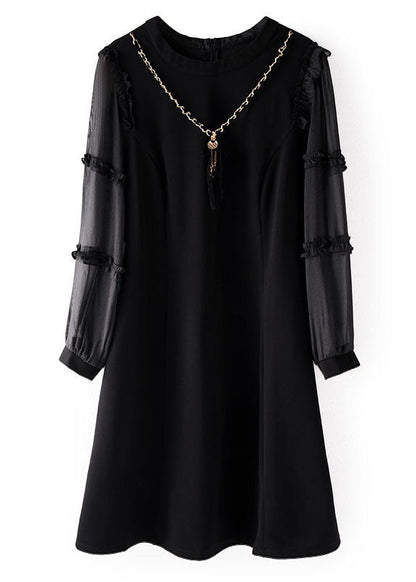 Brown Ruffled Patchwork Cotton Long Dress Spring