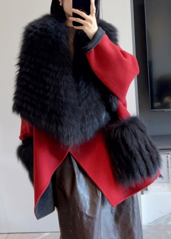 Camel Fur Collar Patchwork Long Woolen Coats Spring