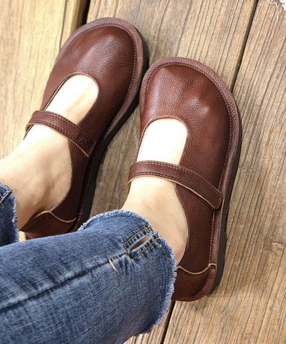 Chocolate Buckle Strap Loafers for Cowhide Leather