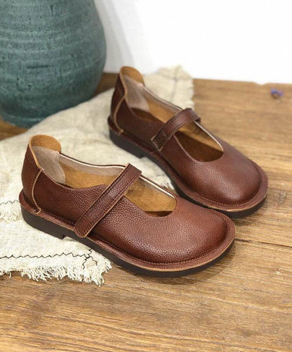 Chocolate Buckle Strap Loafers for Cowhide Leather
