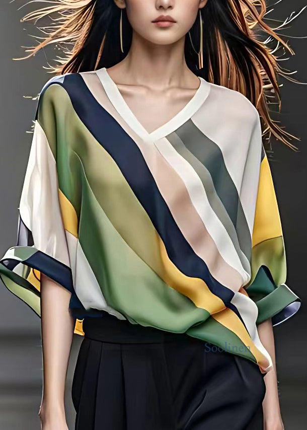 Colorblock Striped Patchwork T Shirts Summer