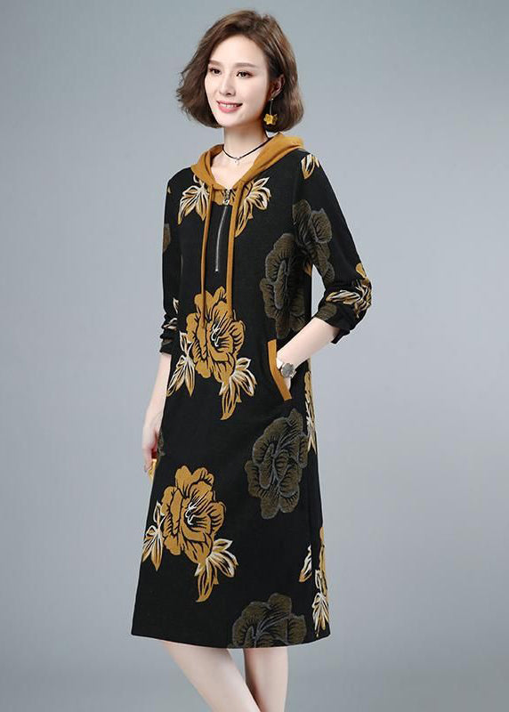 Cinched Velour Hooded Dress Fall