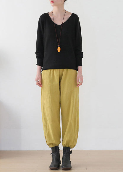 Ginger Elastic Waist Pockets Linen Harem Pants Summer