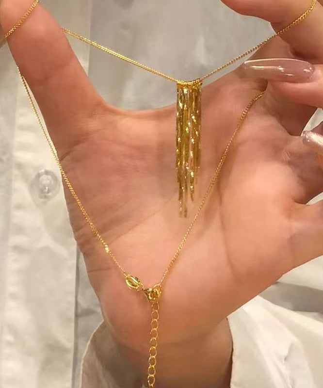 Gold Copper Overgild Tassel Pendant Necklace