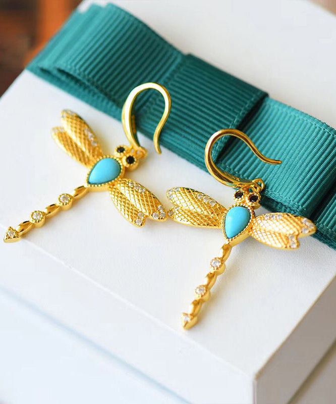 Gold Plated Turquoise Hoop Earrings